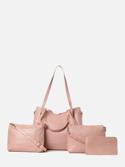 Scale Peach Pink Handbag Set