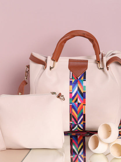 Bianca White Handbag & Pouch