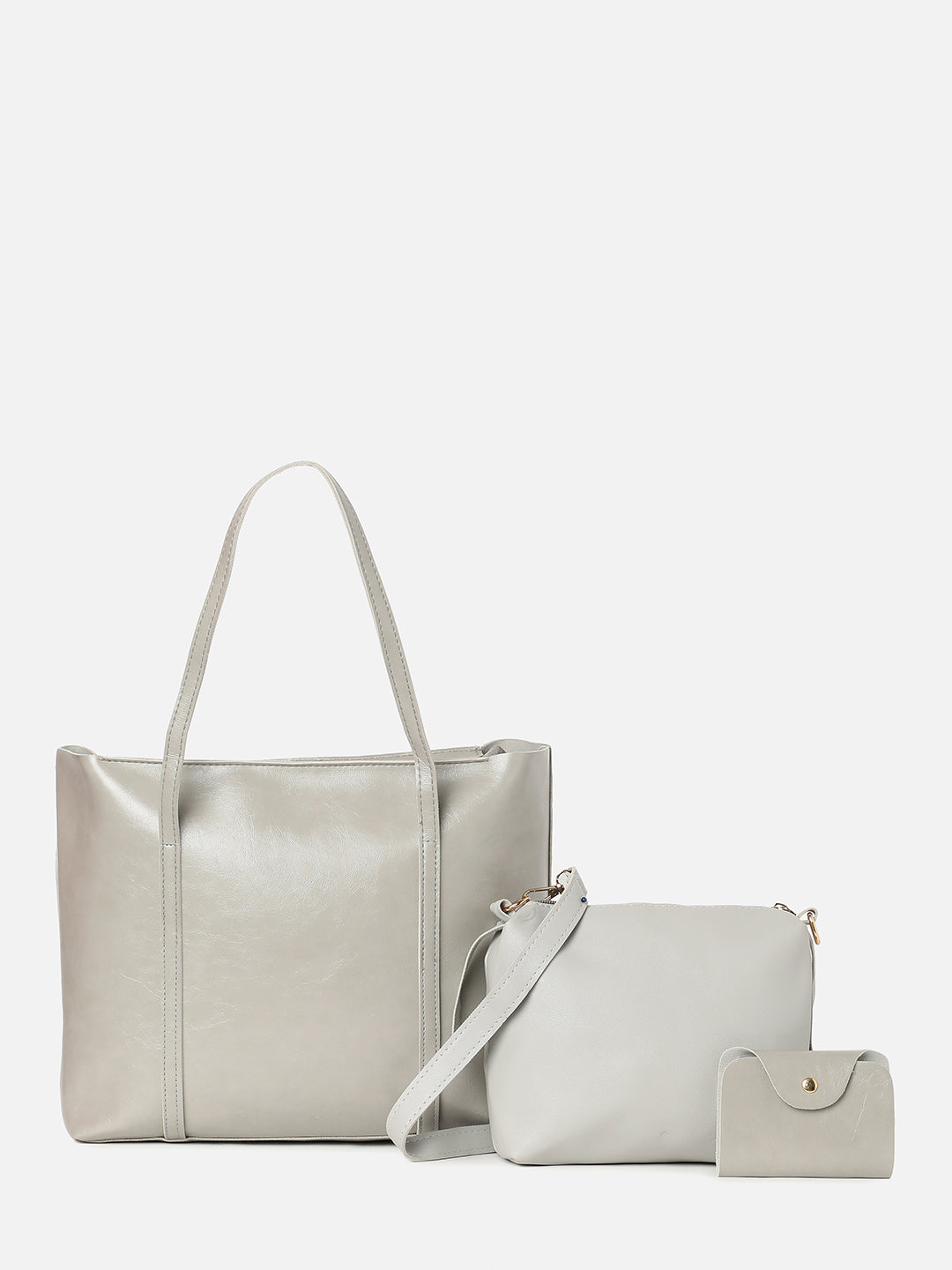 Beatrice Grey Tote Bag With Pouch Set