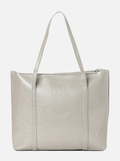 Beatrice Grey Tote Bag With Pouch Set
