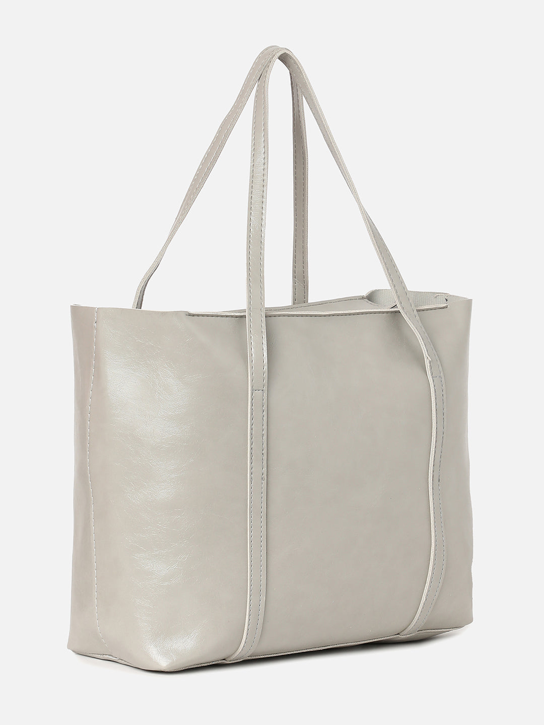 Beatrice Grey Tote Bag With Pouch Set