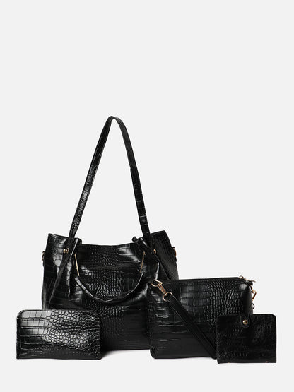 Mabel Black HandBag With Pouch Set