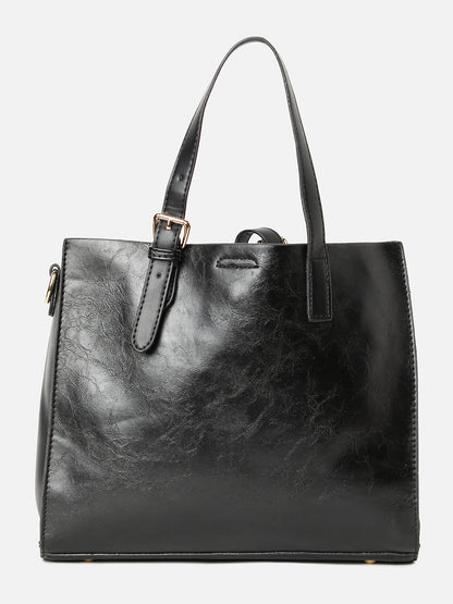 Phantom Black Handbag With Pouch Set