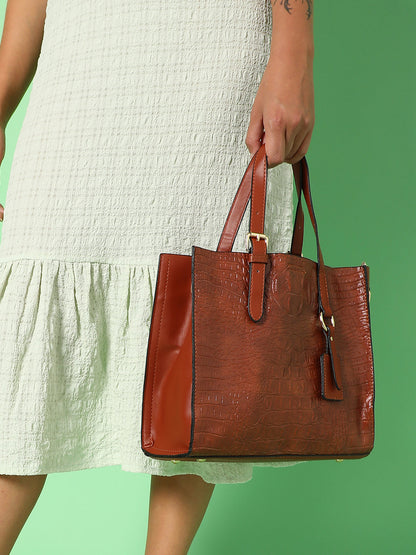 Scaly Sensation Brown Tote Bag With Pouch Set