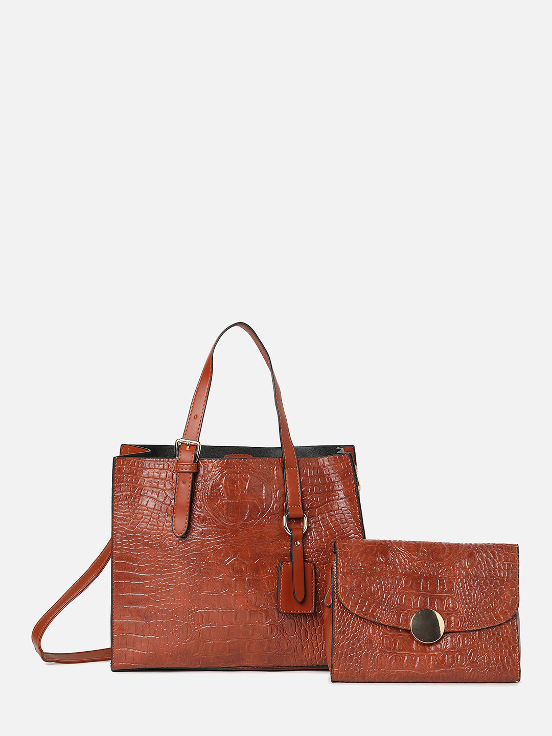 Scaly Sensation Brown Tote Bag With Pouch Set