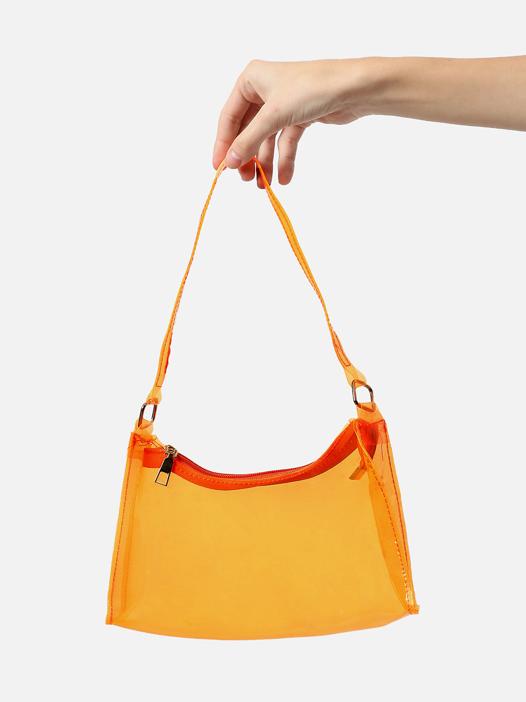 NEON ORANGE TRANDPARENT SHOULDER BAG