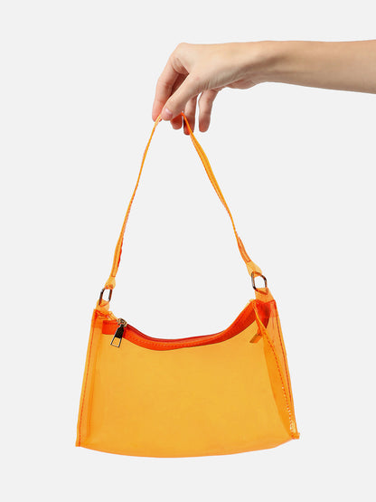 NEON ORANGE TRANDPARENT SHOULDER BAG
