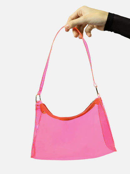 NEON PINK TRANDPARENT SHOULDER BAG