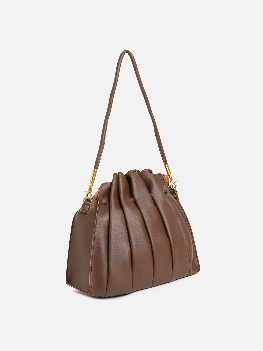 Tug-And-Go Dark Brown Bucket Bag