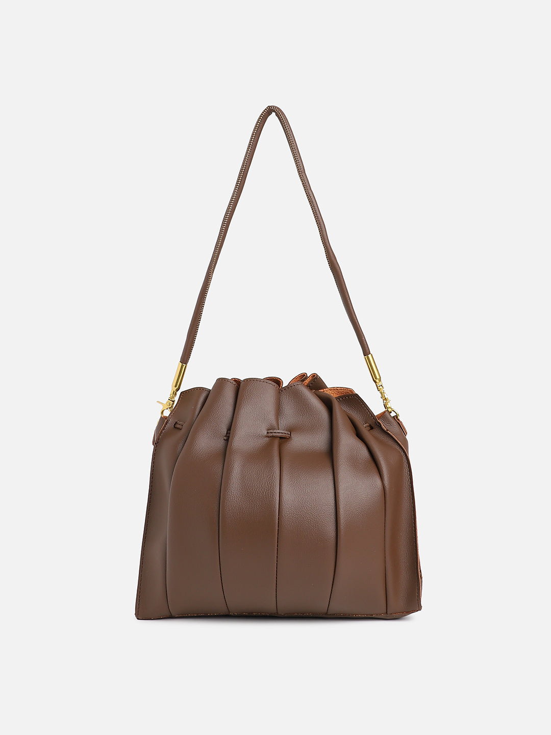 Tug-And-Go Dark Brown Bucket Bag