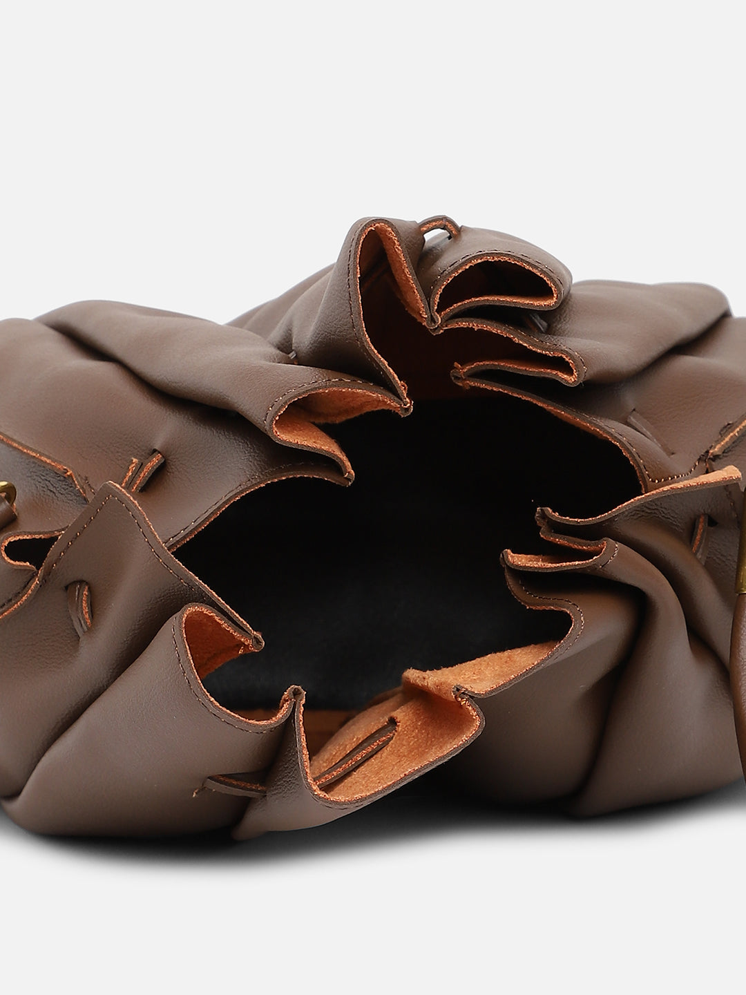 Tug-And-Go Dark Brown Bucket Bag