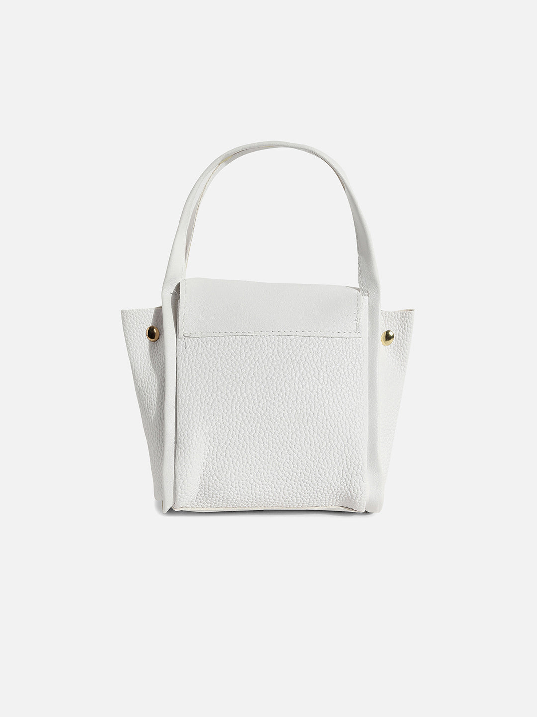 WHITE TEXTURED VEGAN LEATHER HAND BAG