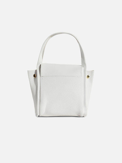 WHITE TEXTURED VEGAN LEATHER HAND BAG