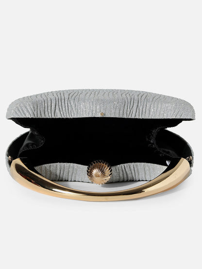 Glimmering Glitz Silver Clutch
