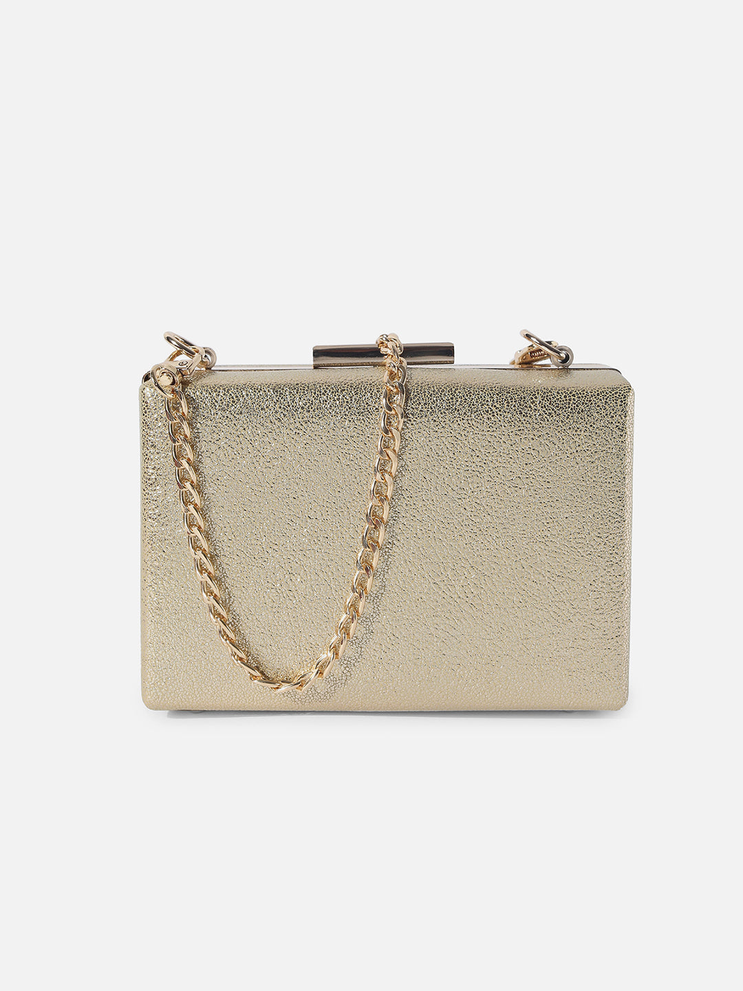 Gold Solid Vegan Leather Clutch