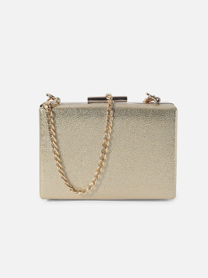 Gold Solid Vegan Leather Clutch