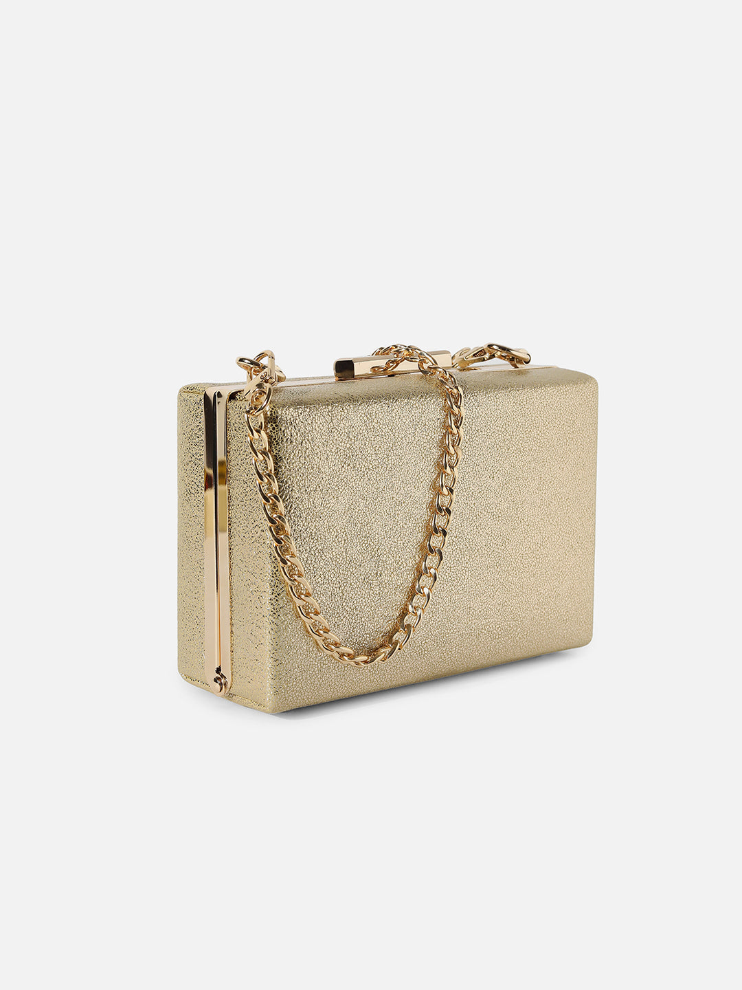 Gold Solid Vegan Leather Clutch