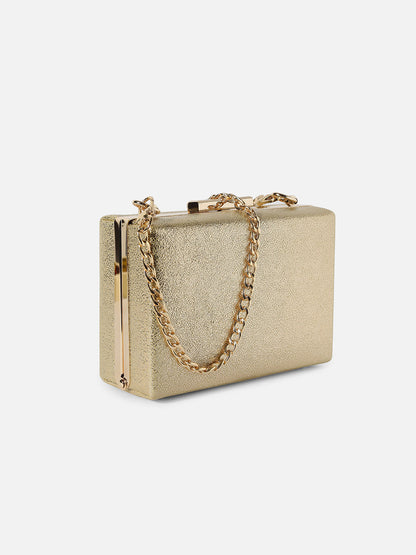 Gold Solid Vegan Leather Clutch