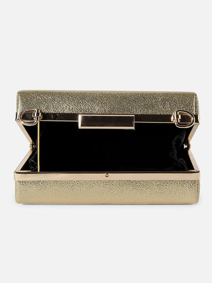 GOLD SOLID VEGAN LEATHER CLUTCH