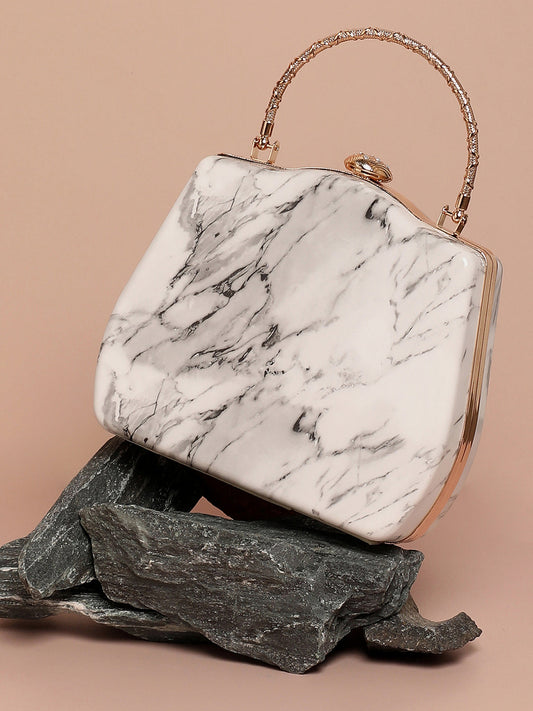 Marble Mavel White Clutch