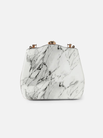 Marble Mavel White Clutch