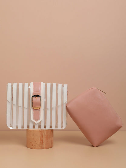 Wynne Pink & White Cross Body Bag