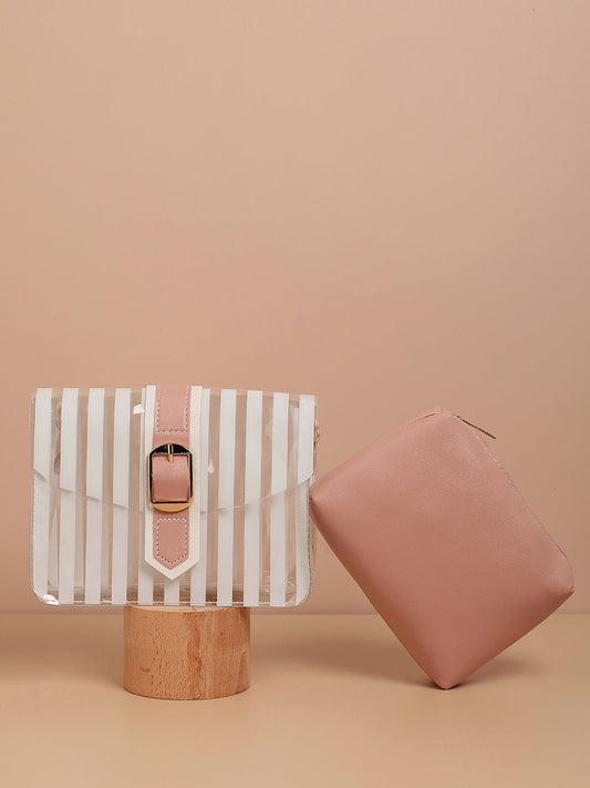 Wynne Pink & White Cross Body Bag