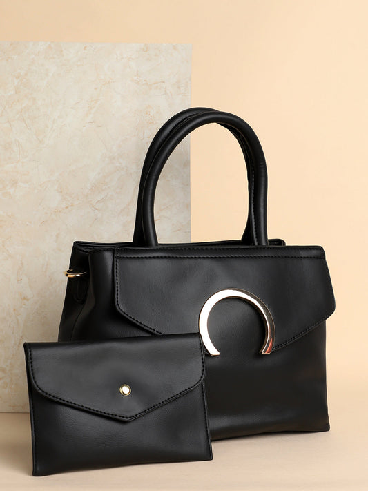 Esme Black Handbag With Pouch & Wallet Set