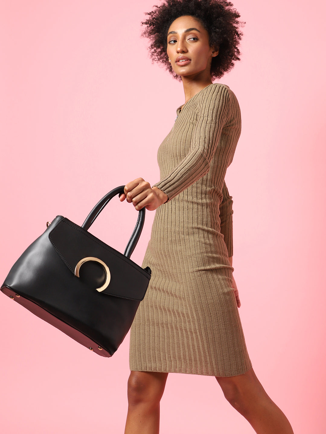 Esme Black Handbag With Pouch & Wallet Set