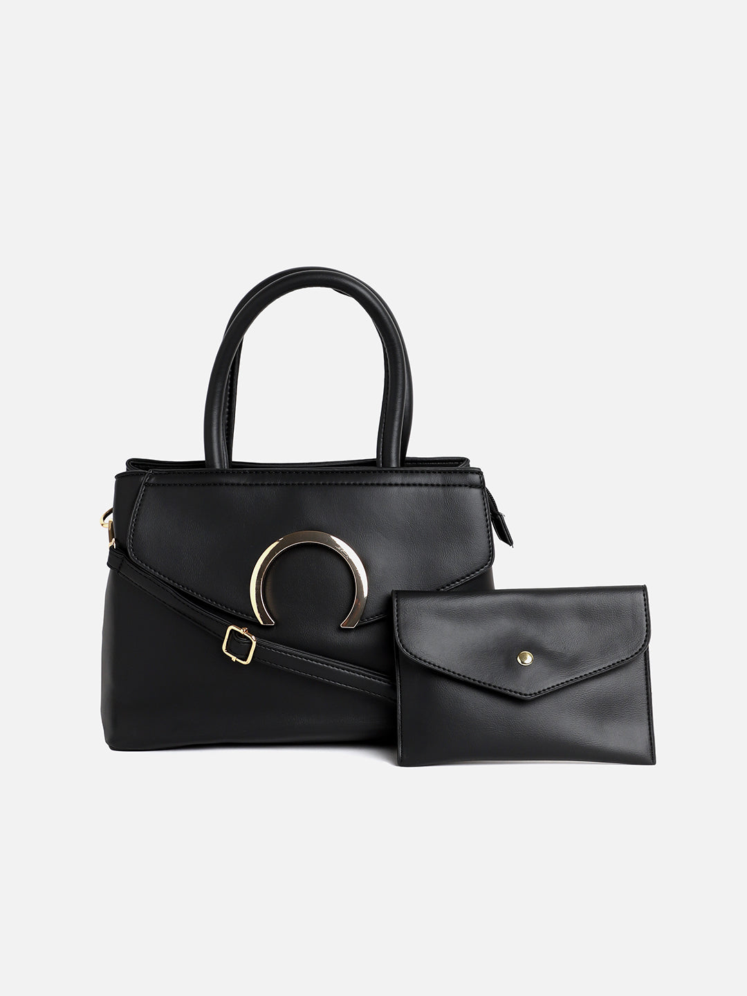 Esme Black Handbag With Pouch & Wallet Set
