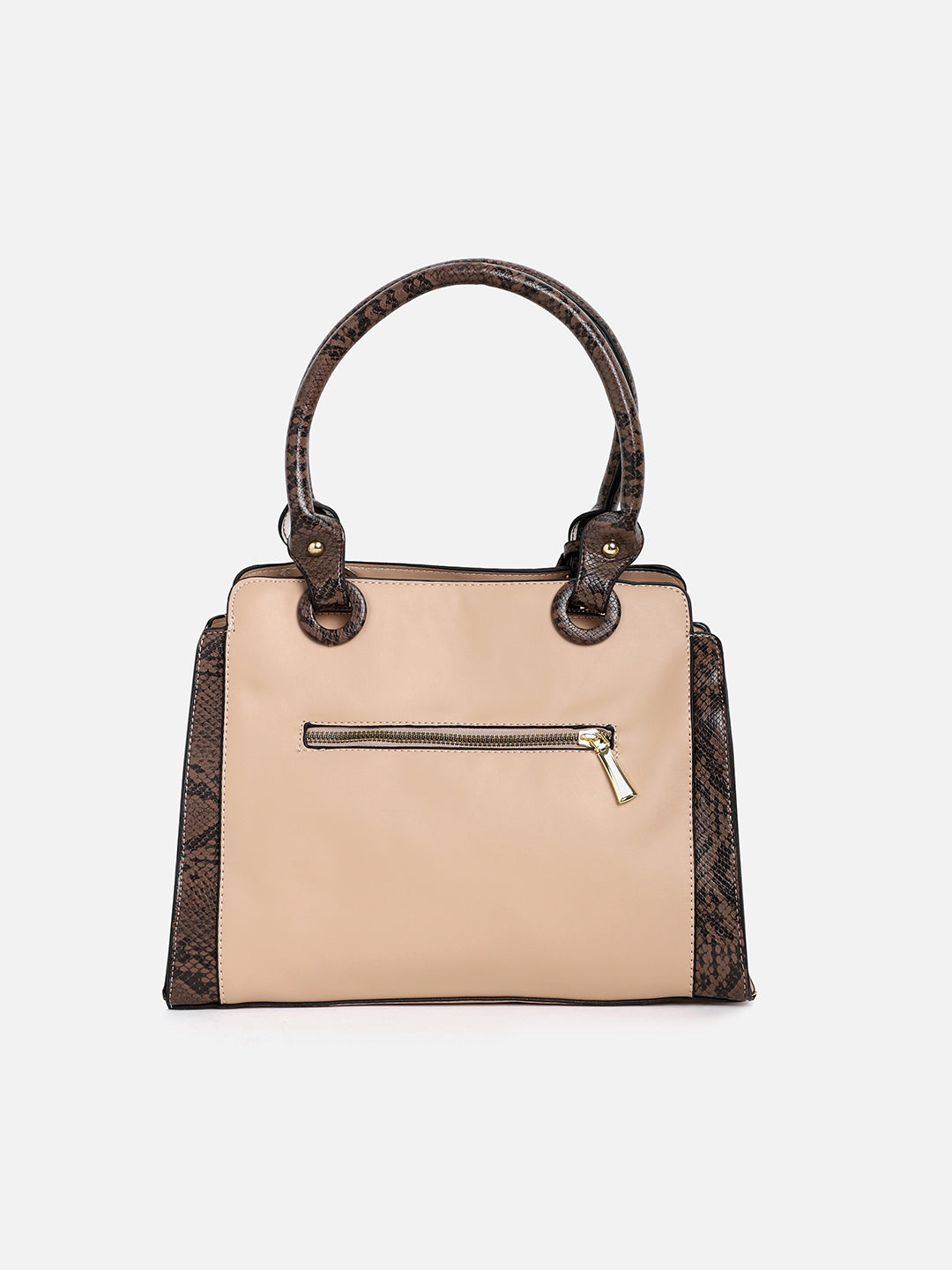 Aundrea Beige & Brown Handbag With Pouch & Wallet Set