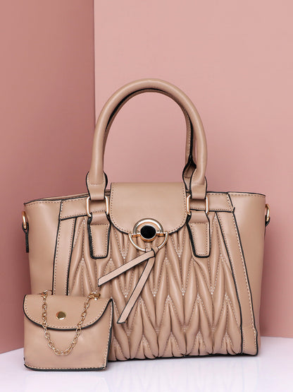 Lenora Beige Handbag With Pouch