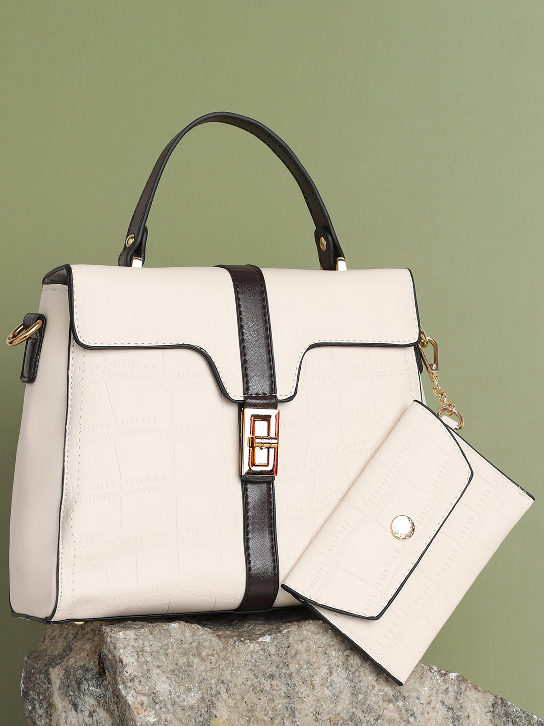 Cara White Handbag With Pouch