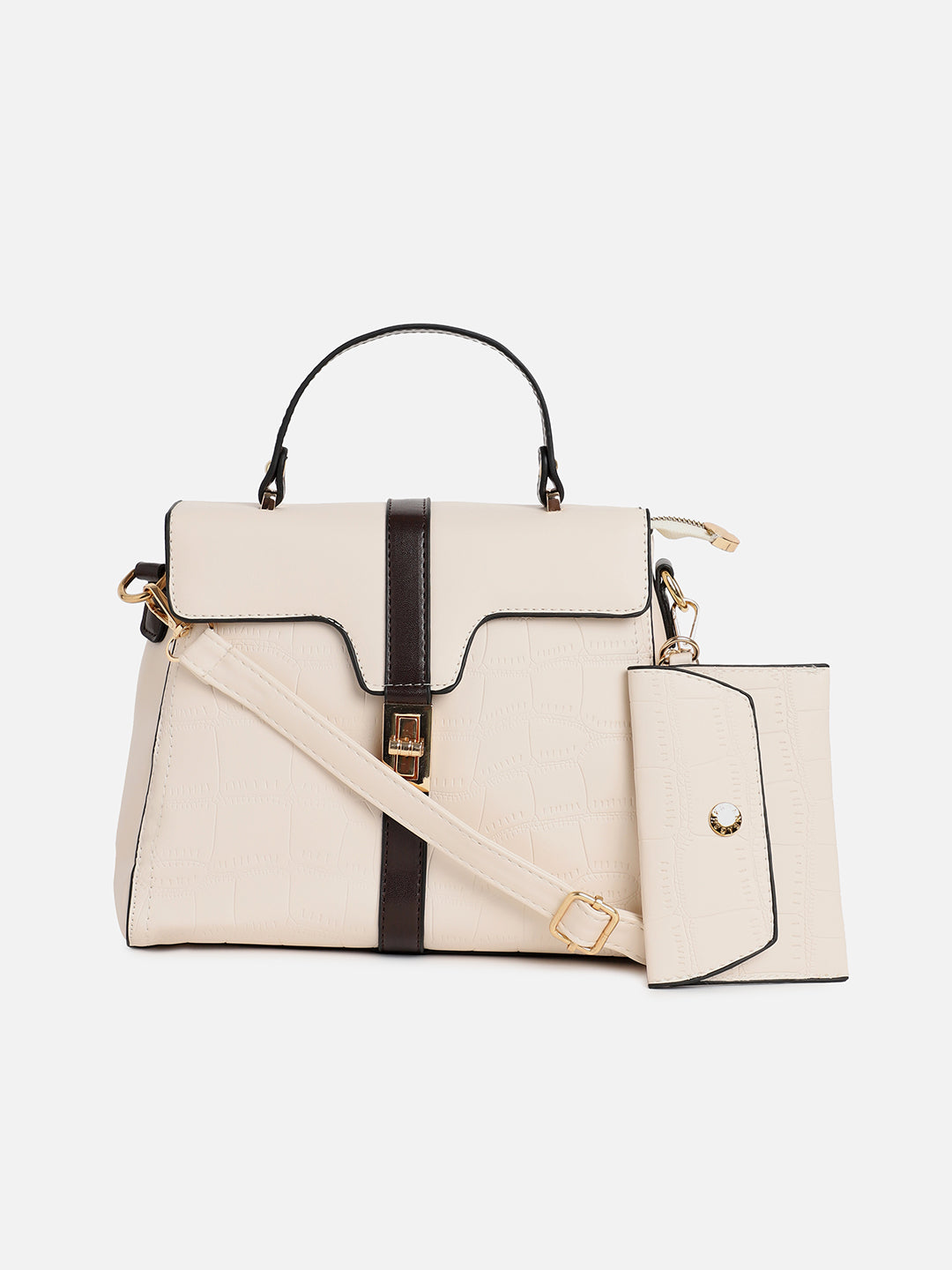 Cara White Handbag With Pouch