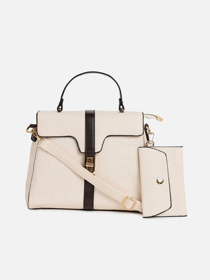 Cara White Handbag With Pouch
