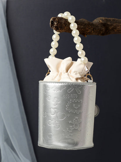 Glimmering Glitz Silver Bucket Bag
