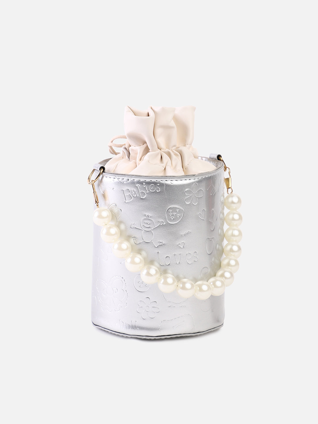 Glimmering Glitz Silver Bucket Bag
