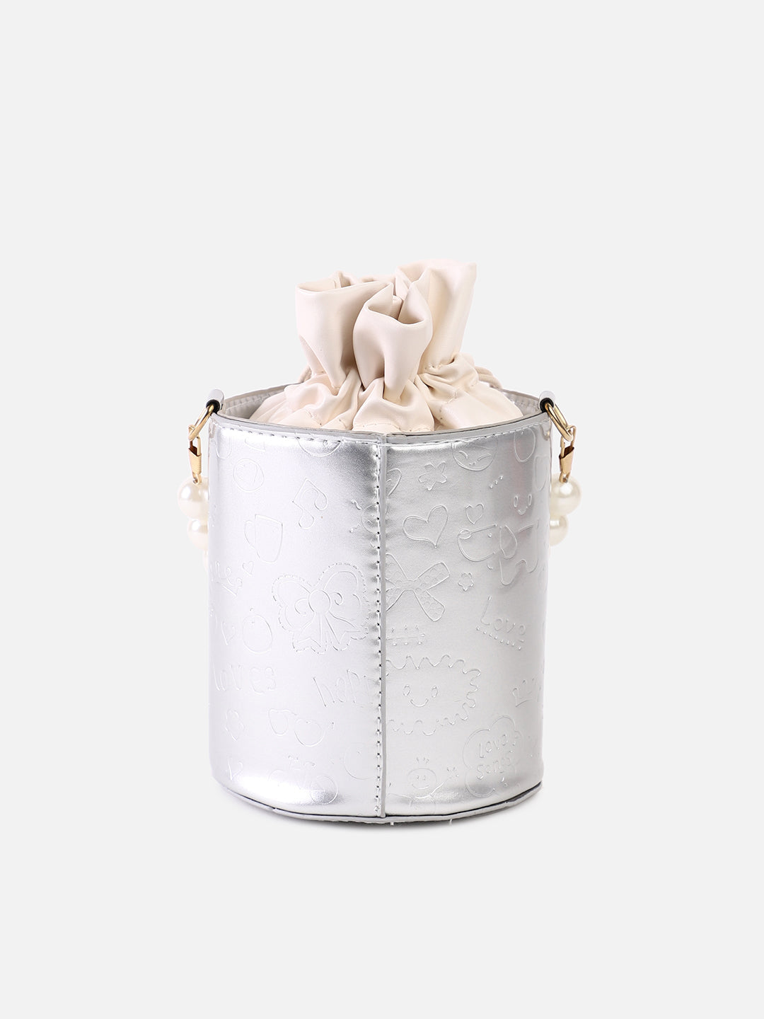 Glimmering Glitz Silver Bucket Bag