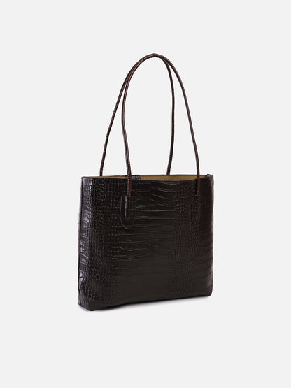 Coco Dark Brown Tote Bag With Pouch Set