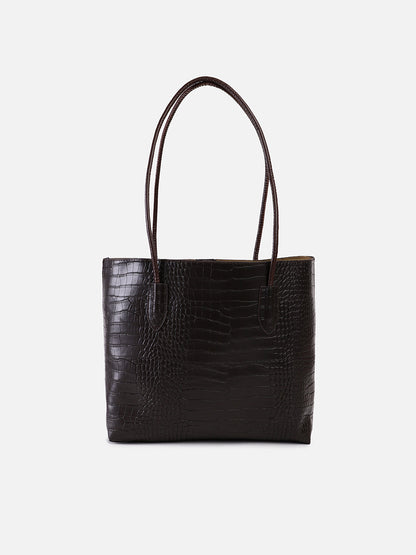 Coco Dark Brown Tote Bag With Pouch Set