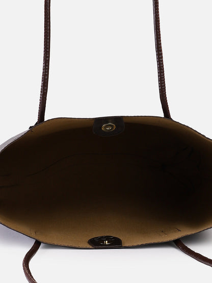 Coco Dark Brown Tote Bag With Pouch Set