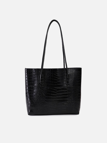 Raven Black Tote Bag With Pouch Set