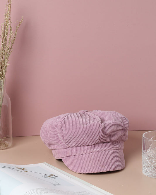 Pink Corduroy Vintage Newsboy Cap