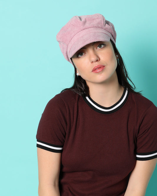 Pink Corduroy Vintage Newsboy Cap