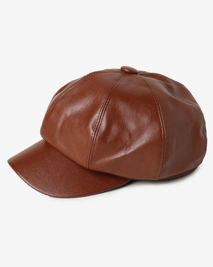 Brown Solid Newsboy Cap