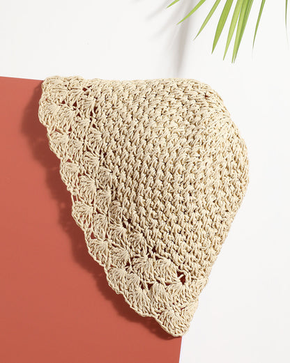 Beige Textured Bucket Hat