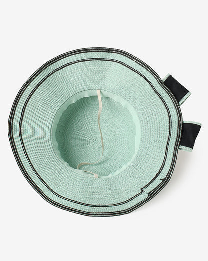 WOMEN GREEN TEXTURED SUN HAT