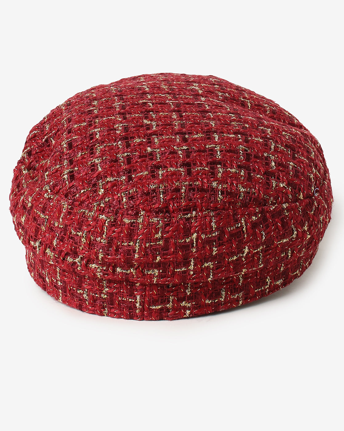 WOMEN RED TEXTURED BRETON CAP