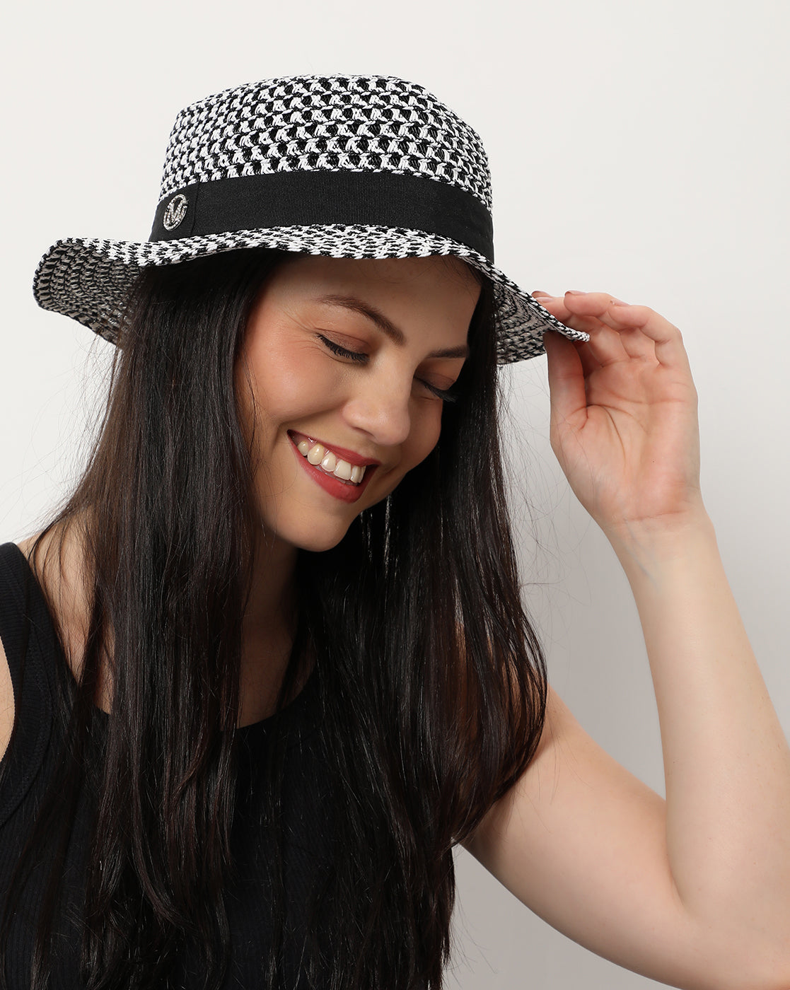 Black Printed Fedora Hat