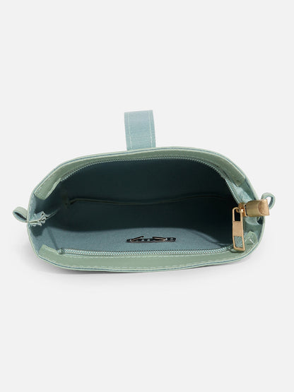 SAGE GREEN SOLID VEGAN LEATHER SLING BAG
